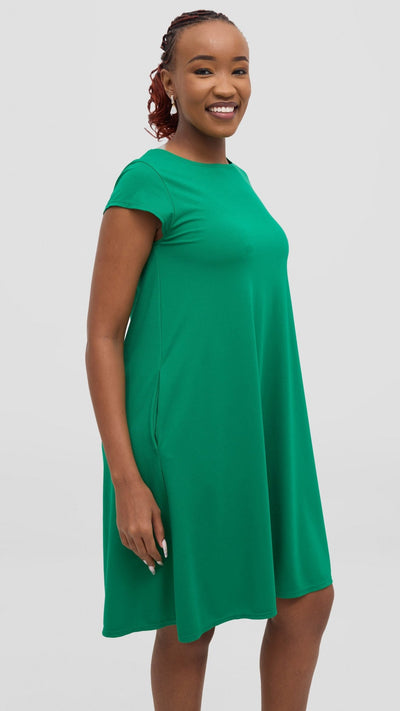 Vivo Basic Kena Tent Knee Length Dress - Green - Shopzetu