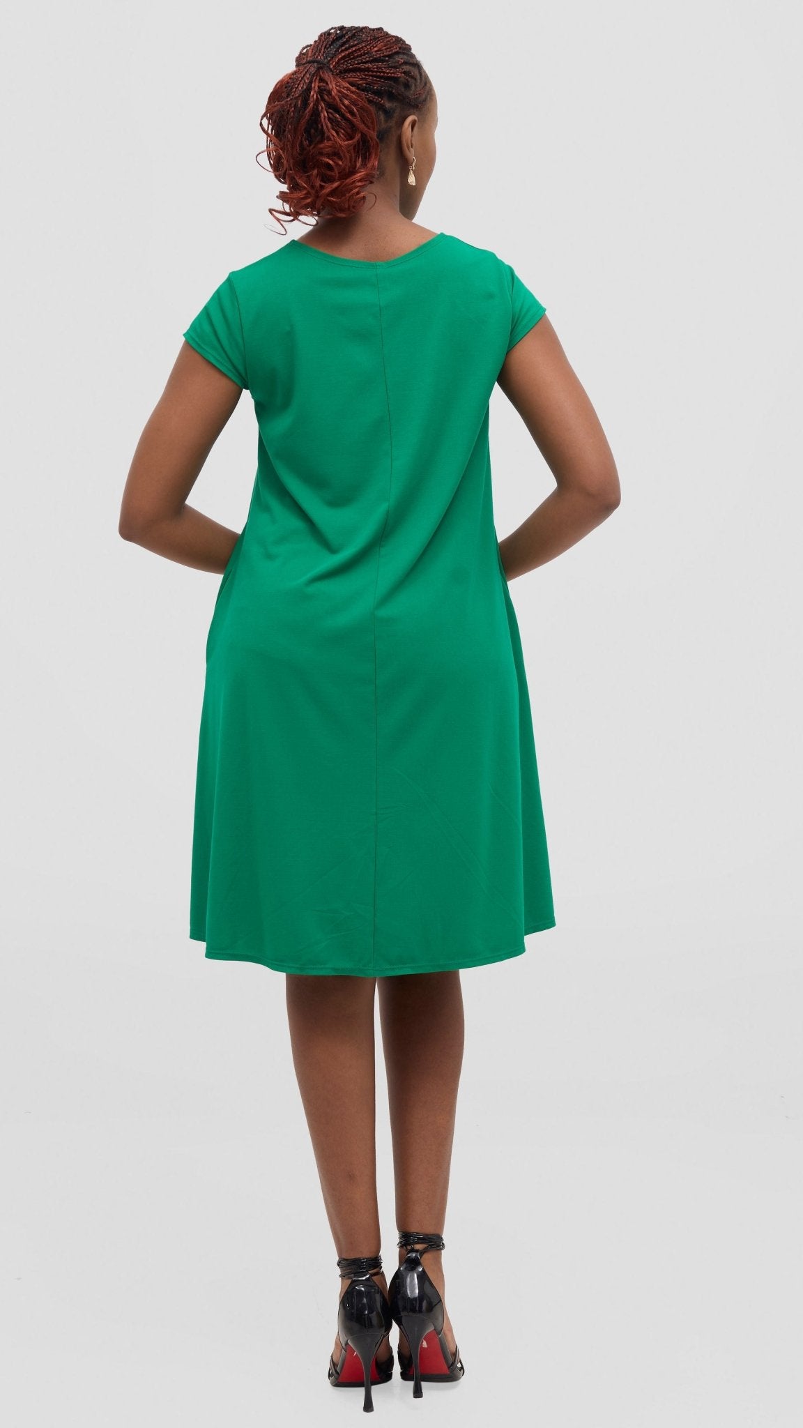 Vivo Basic Kena Tent Knee Length Dress - Green - Shopzetu