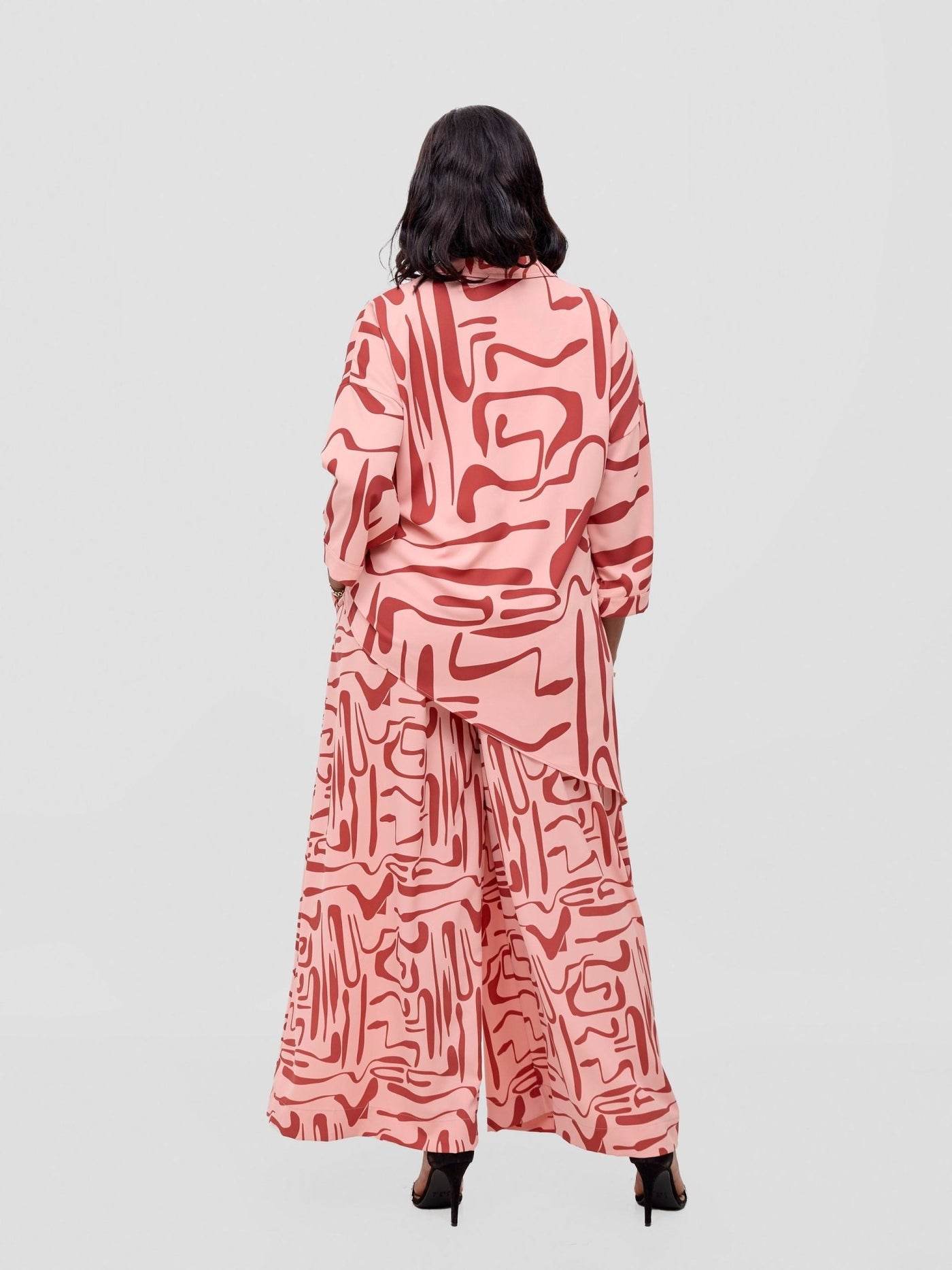 Vivo Serwa Crepe Pants - Peach / Rust Sera Print - Shopzetu