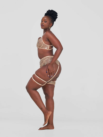 4pc Lace Lingerie - Beige