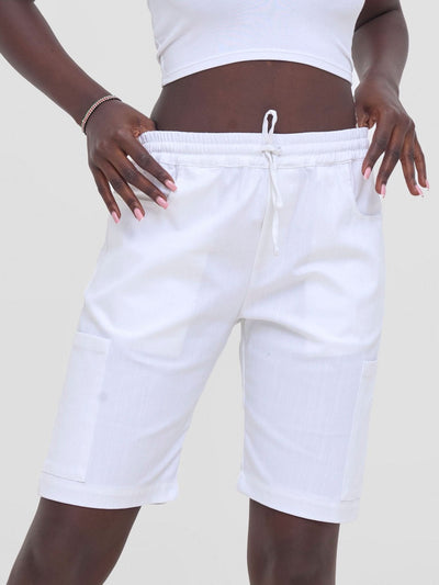 Zoya Nia Cargo Shorts - White - Shopzetu
