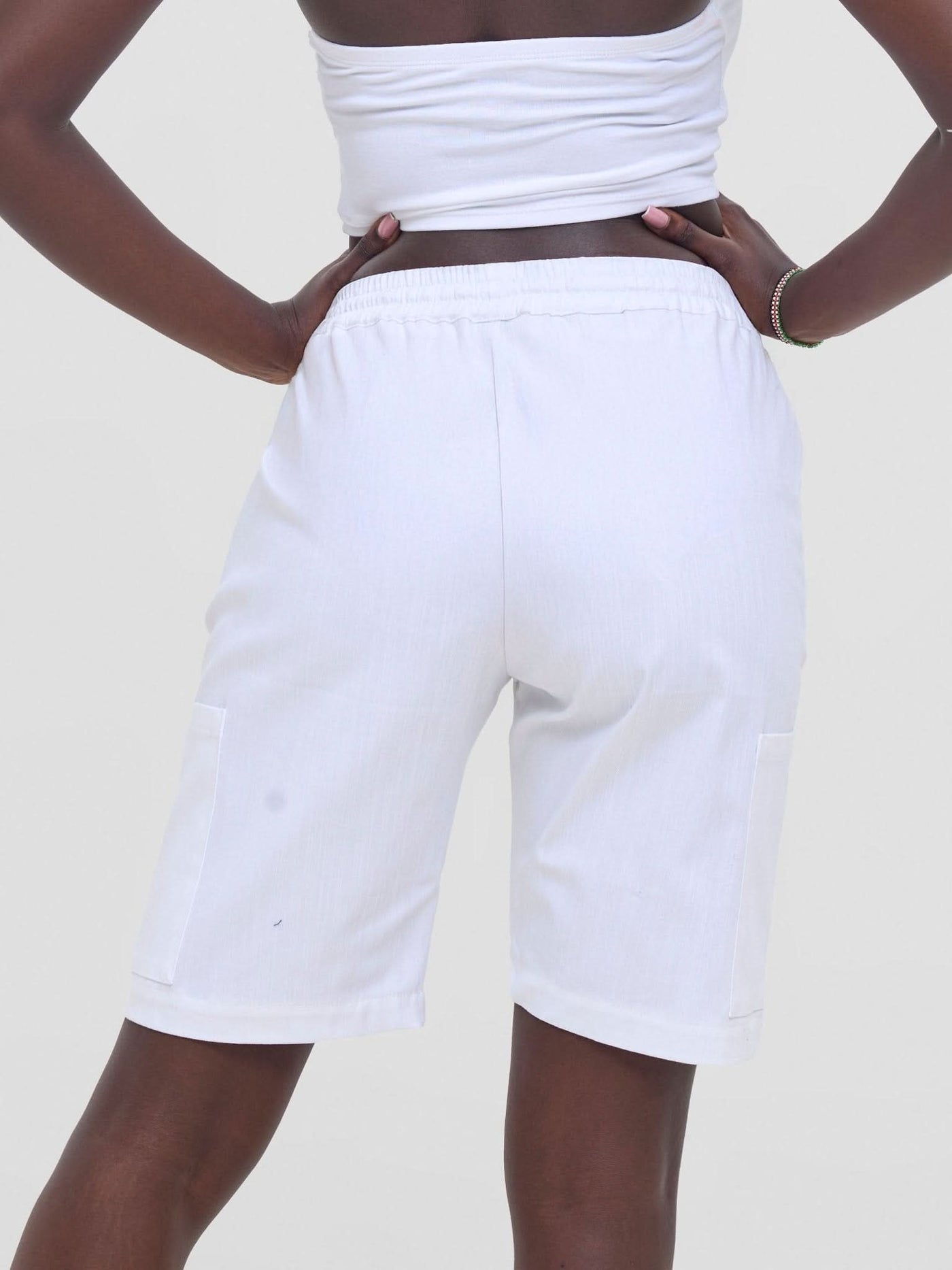 Zoya Nia Cargo Shorts - White - Shopzetu