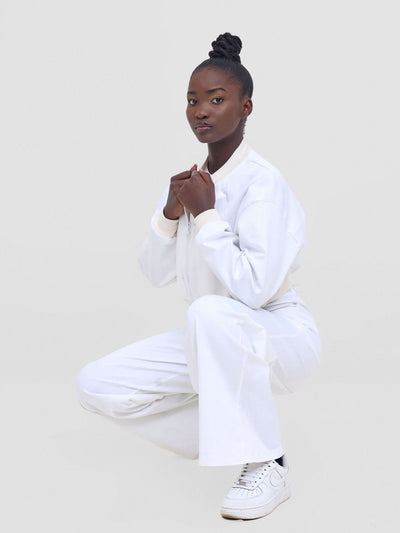 Zoya Nia Wide Cargo Wide Leg Pants - White - Shopzetu