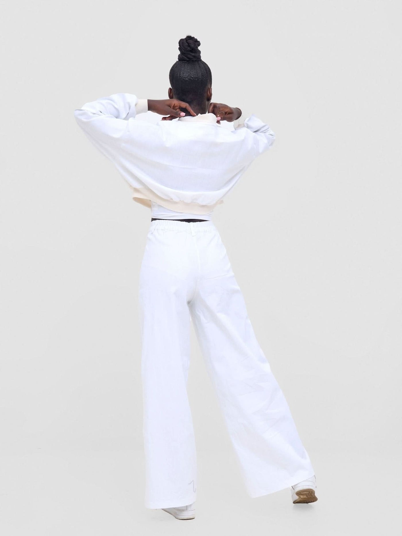 Zoya Nia Wide Cargo Wide Leg Pants - White - Shopzetu