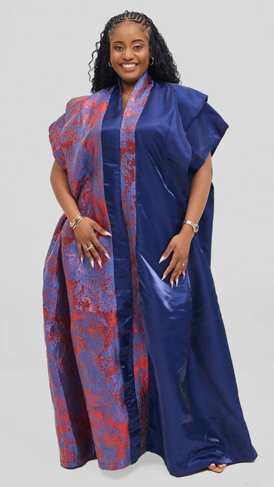 Hats And More Bold Elegance Kaftan Dress - Navyblue / Red Print - Shopzetu