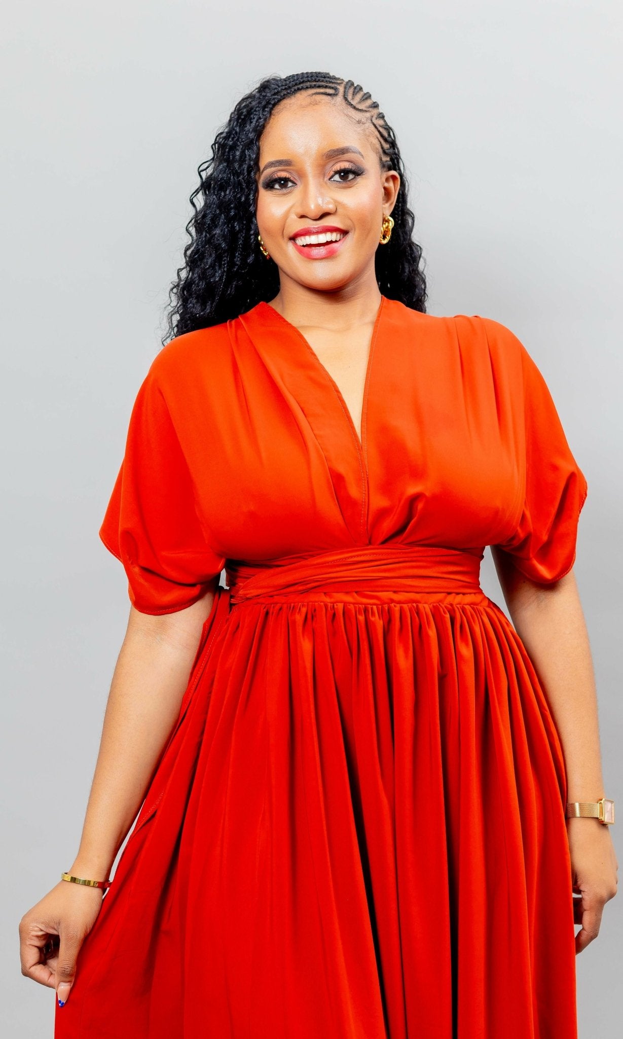 African Yuva Meadow Infinity Dress - Rust Orange - Shopzetu