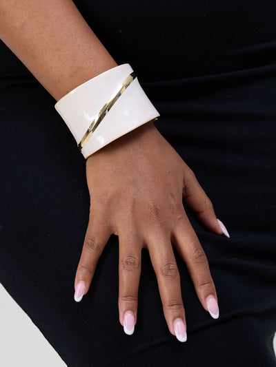 Accessorize With Style Buckle Bracelet - White - Shopzetu