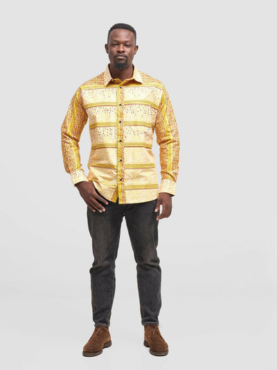 Mendilines Warm African Print Shirt - Yellow - Shopzetu