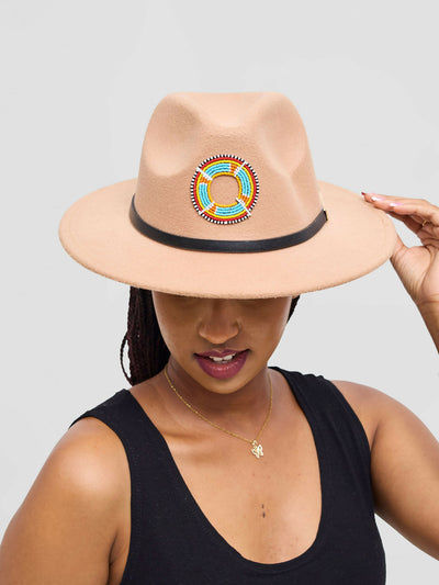 Umbo Collections Malkia Fedora Hat - Beige - Shopzetu