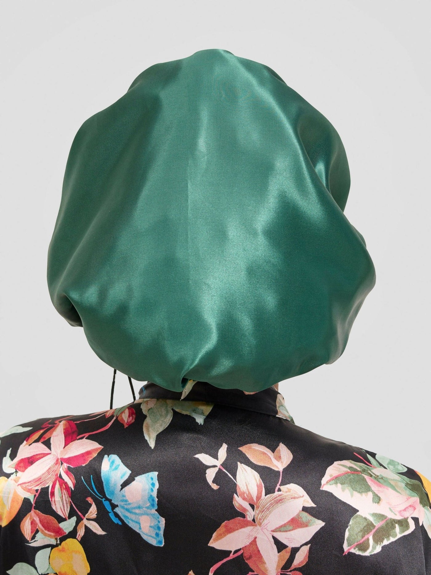 Satin Luxe Ruffle Bonnet - Green / Mustard - Shopzetu