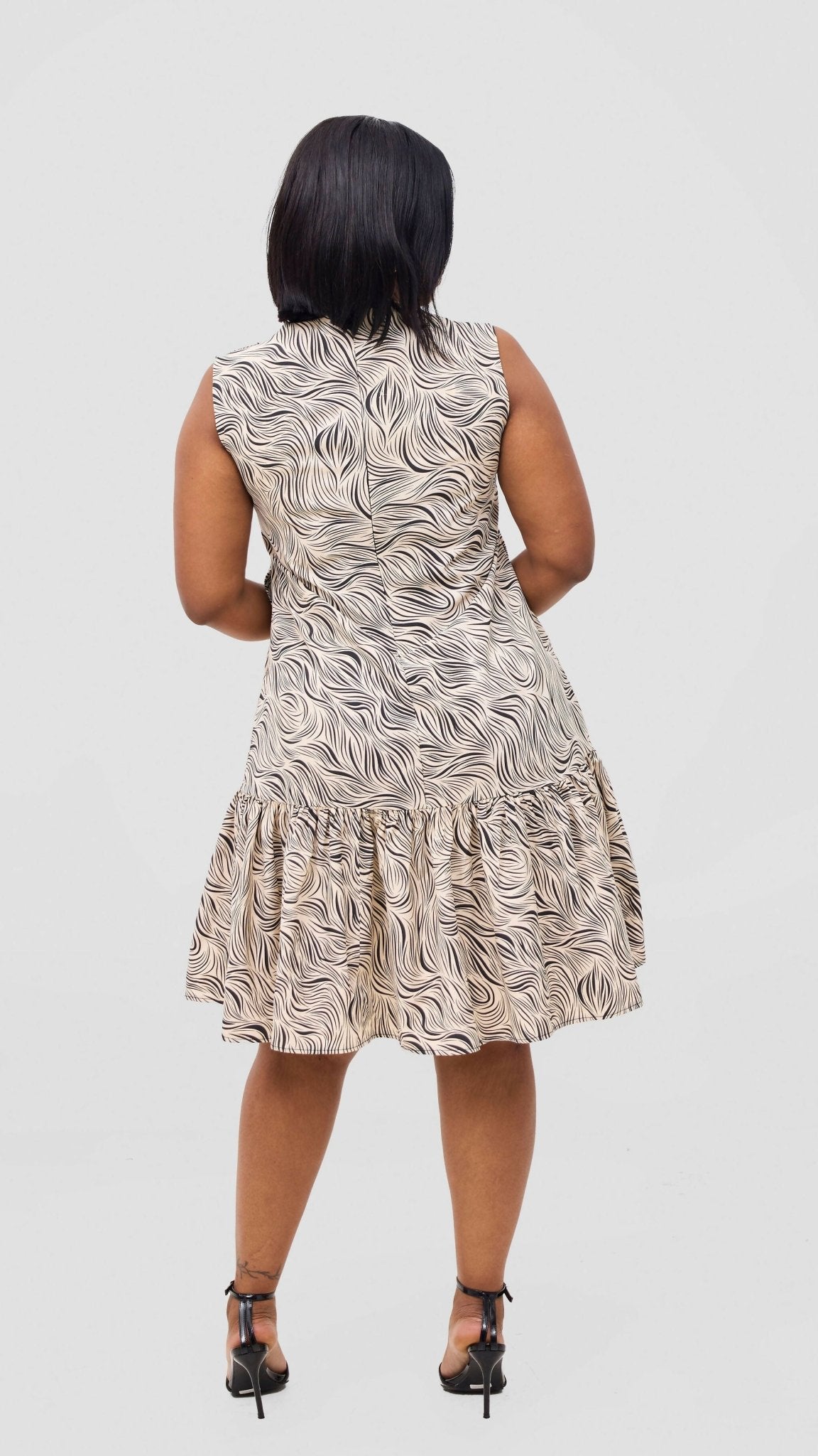 Salok Havilah Bududa Shift Dress - Beige Print - Shopzetu