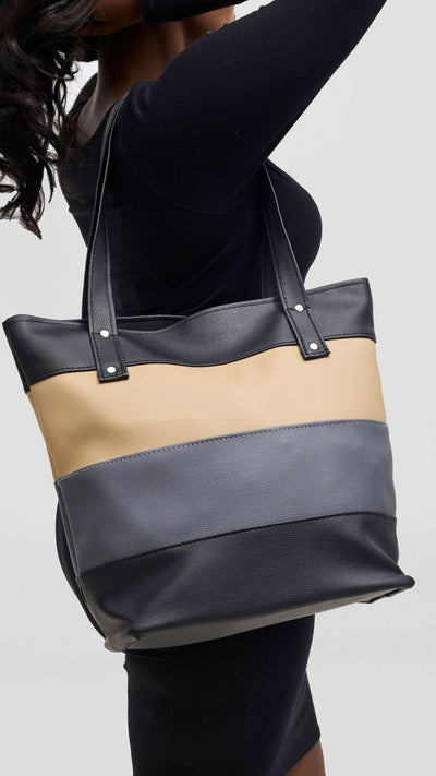 Mkenya Collections Handbag - Black / Beige / Grey - Shopzetu