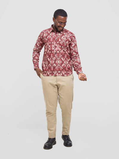 Mendilines Warm African Shirt - Maroon / White - Shopzetu