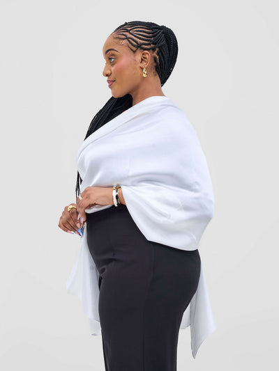 AfroDame Luxurious Silk Scarf - White - Shopzetu