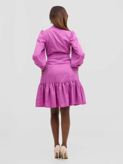 Cuttfitt Shirt Dress - Purple - Shopzetu