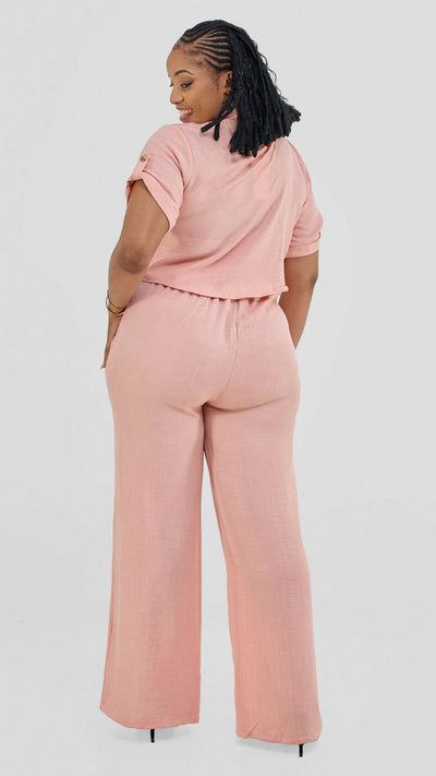 Prettygline Satin Muted Coral Set - Peach - Shopzetu