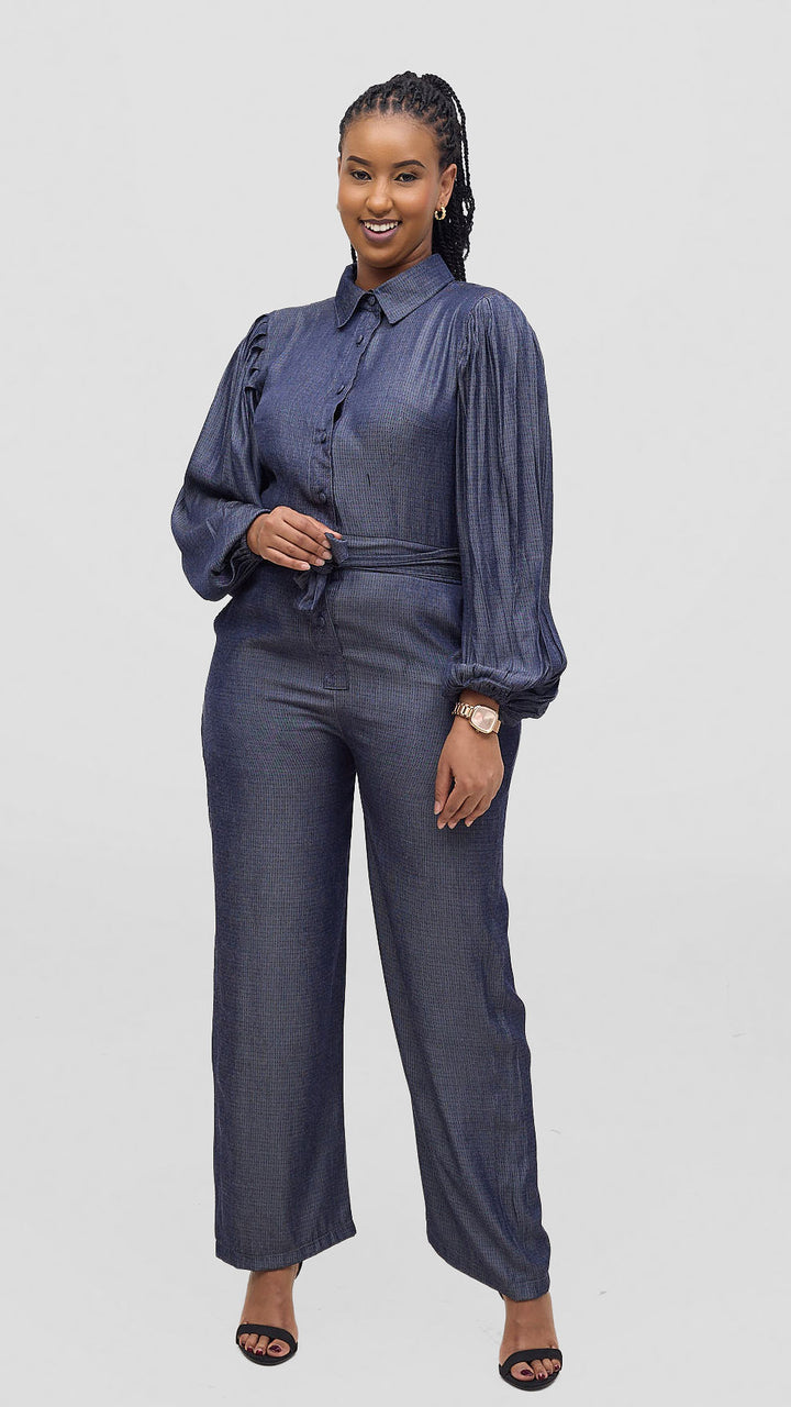 Marumara Creations Pema Light Denim Jumpsuit-Blue