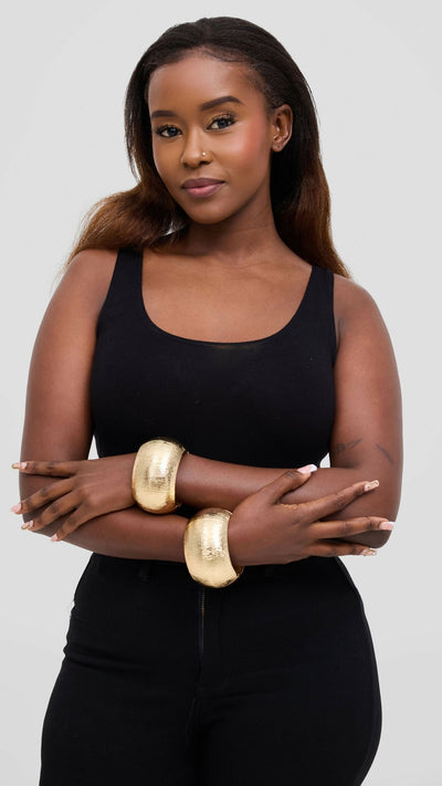 Afrodame Chunky Bangle - Gold - Shopzetu