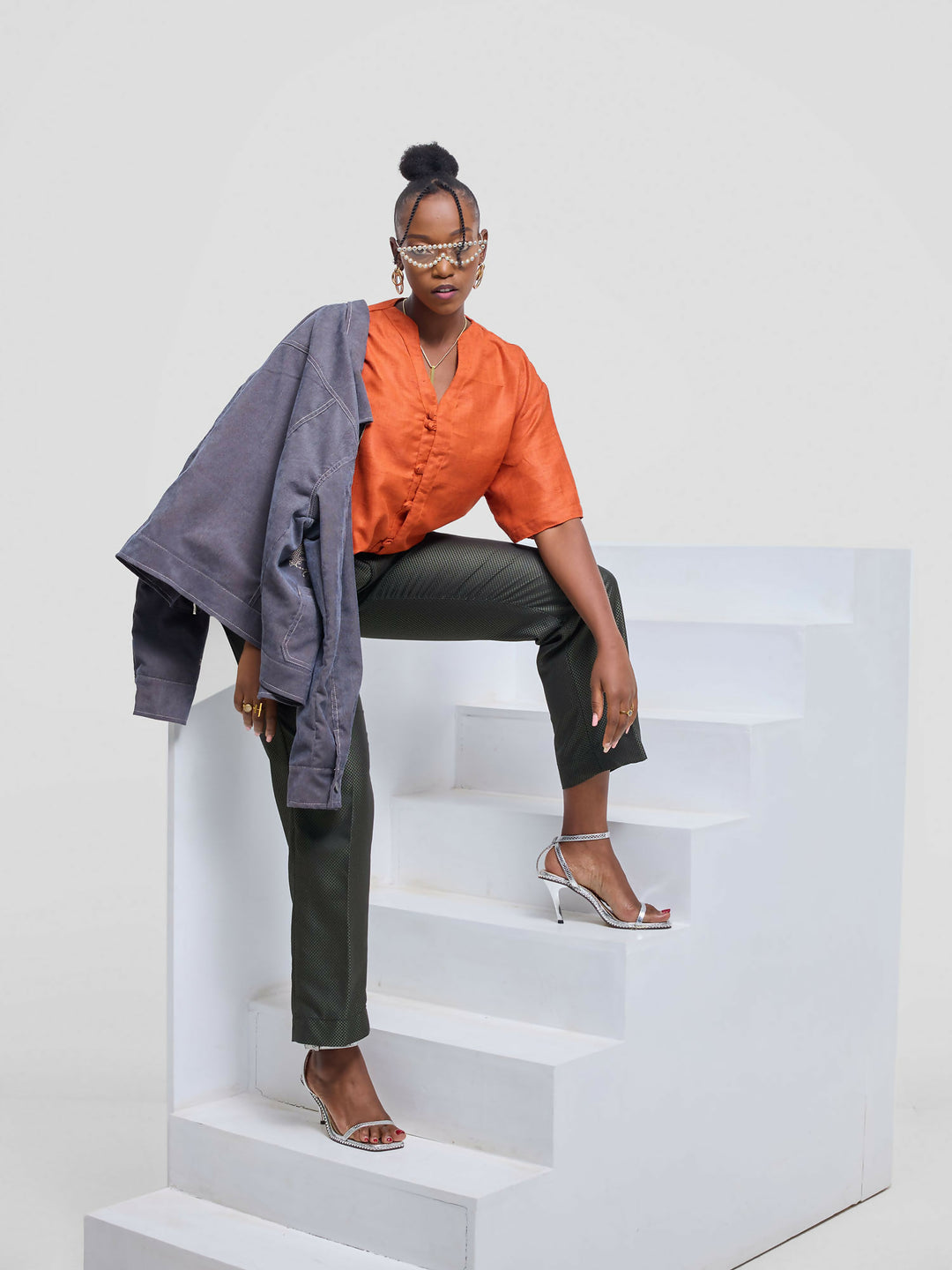 Kalungi Shwari Shirt Top - Burnt Orange - Shopzetu