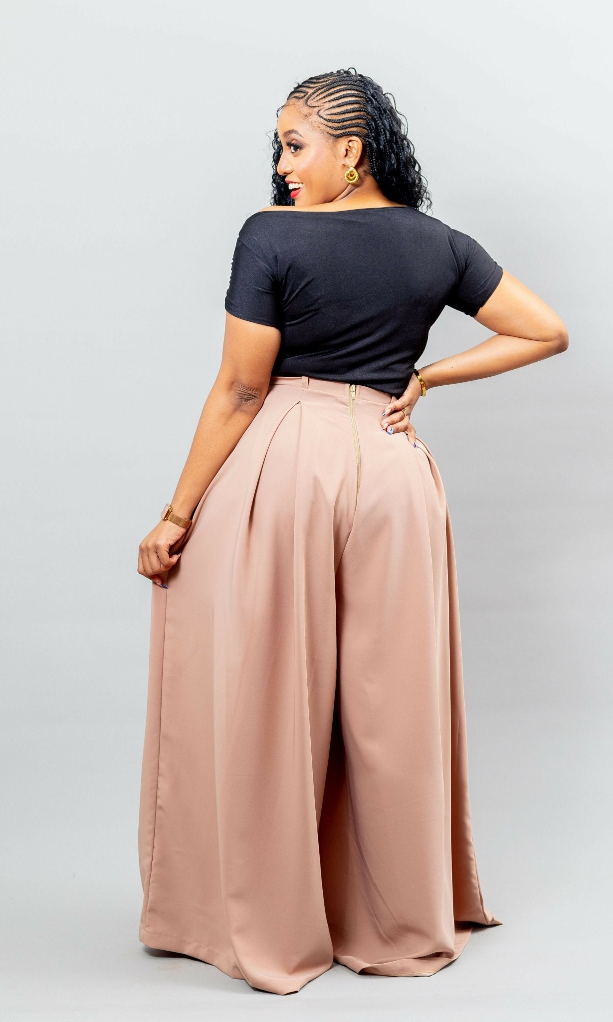 African Yuva Wide Leg Pant - Nude - Shopzetu