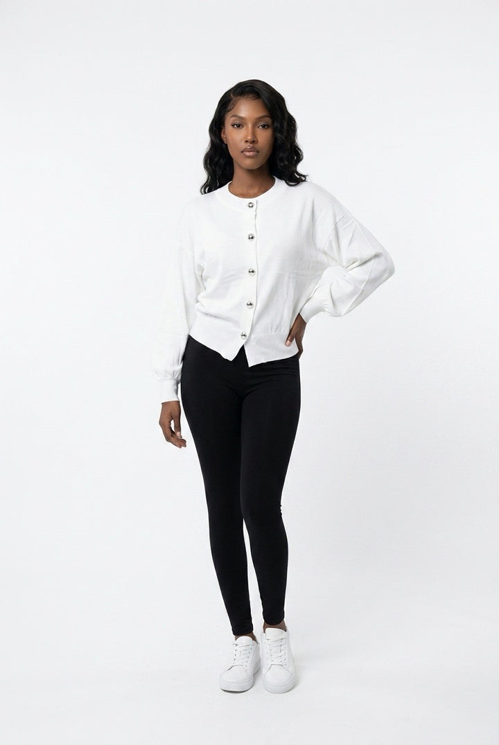 Stylish Sisters Knit Cardigan - White