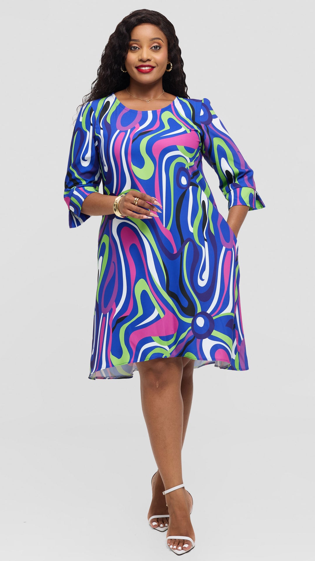 Jolly Fancy Wear Zari Shift Dress - Royal Blue