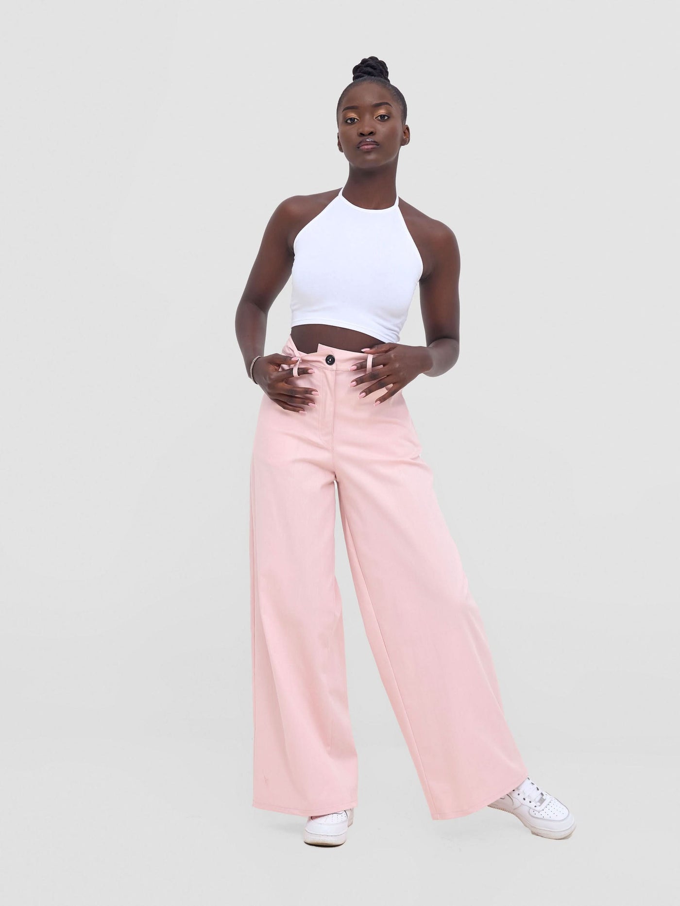 Zoya Nia Wide Leg Denim Pants - Light Pink