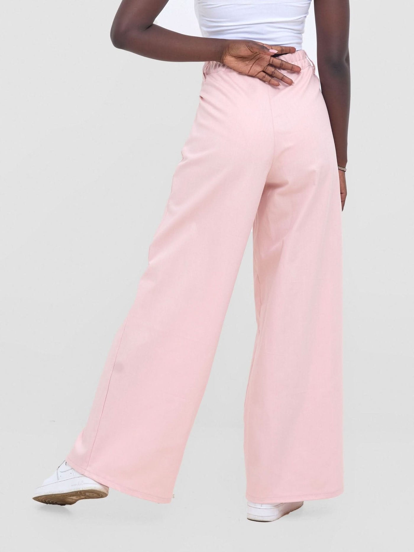 Zoya Nia Wide Leg Denim Pants - Light Pink - Shopzetu