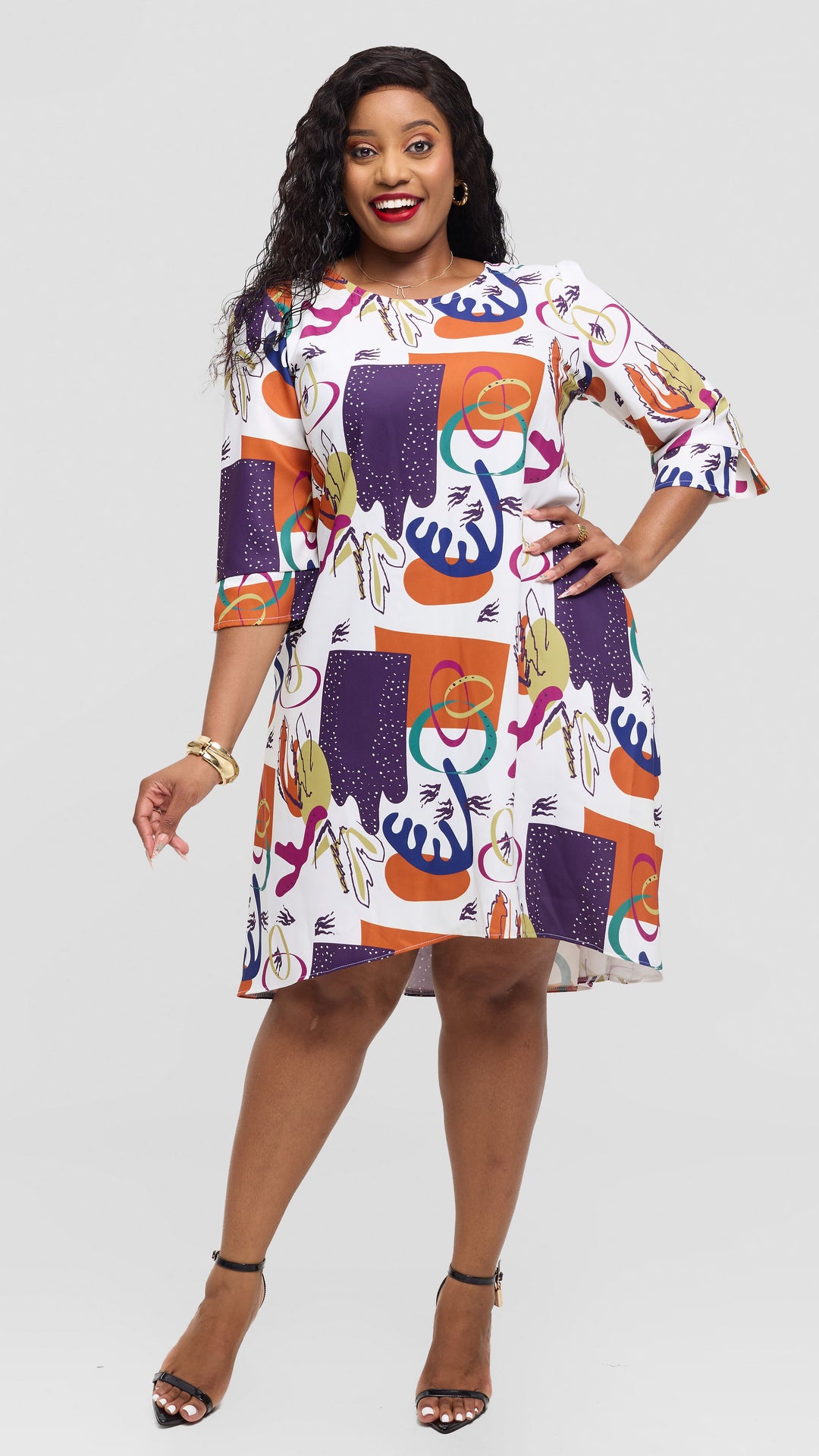 Jolly Fancy Wear Zari Shift Dress - White Floral