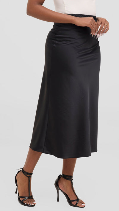 Vivo Samira Slip Skirt - Black - Shopzetu