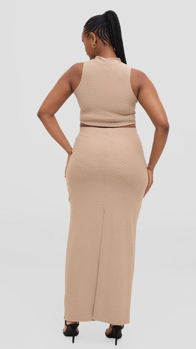 Vivo Kaisa Maxi Skirt - Taupe Hill Texture - Shopzetu