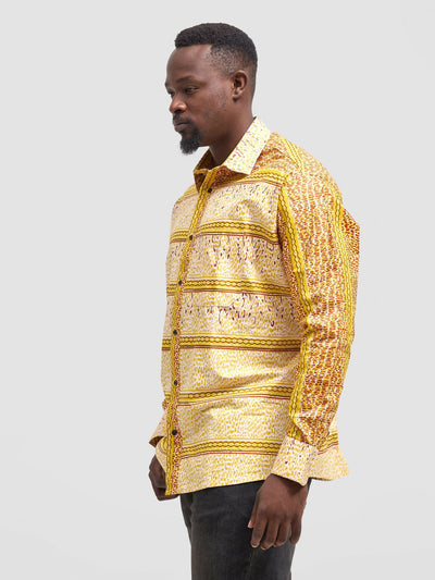 Mendilines Warm African Print Shirt - Yellow - Shopzetu