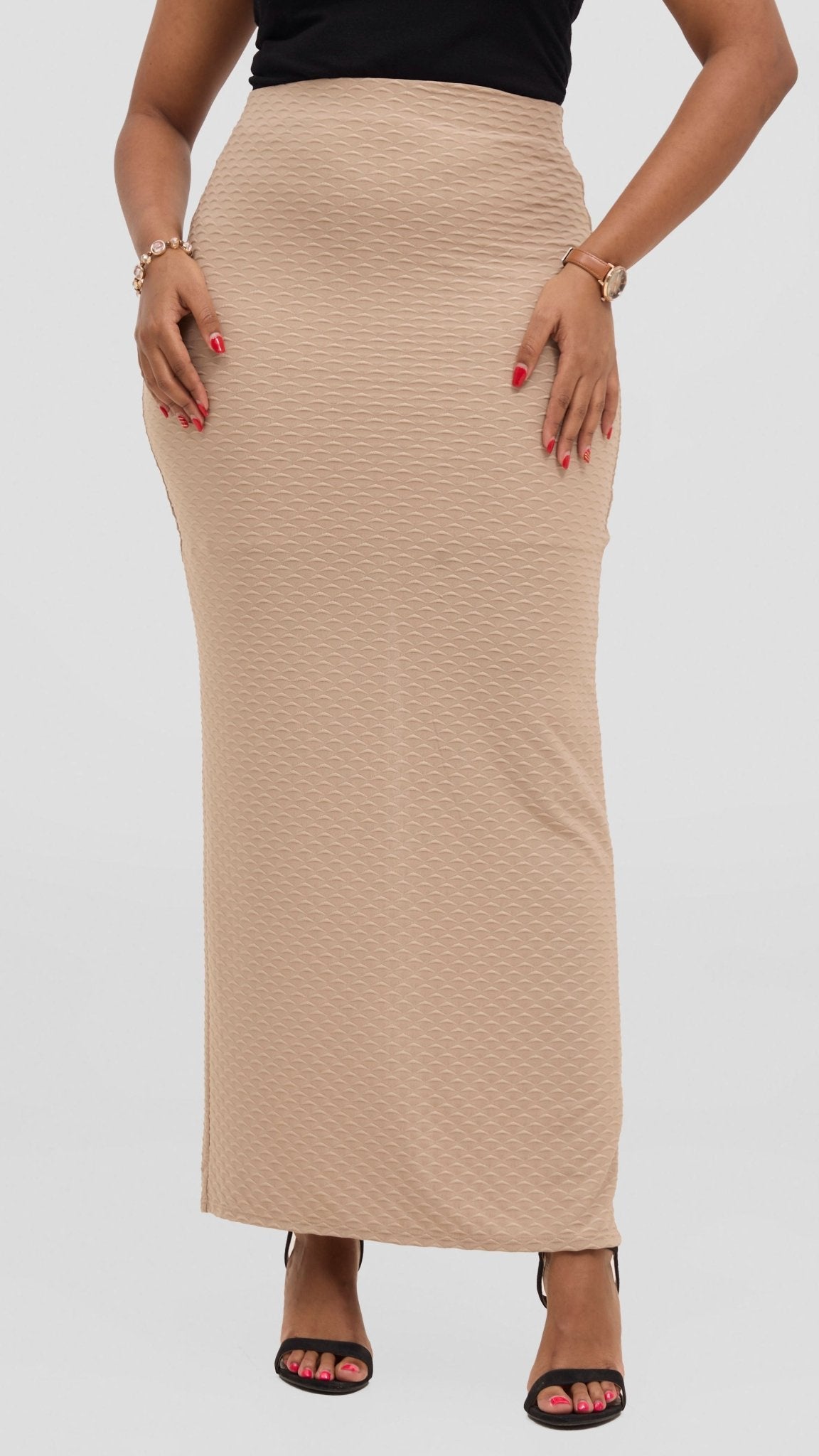 Vivo Kaisa Maxi Skirt - Taupe Hill Texture - Shopzetu