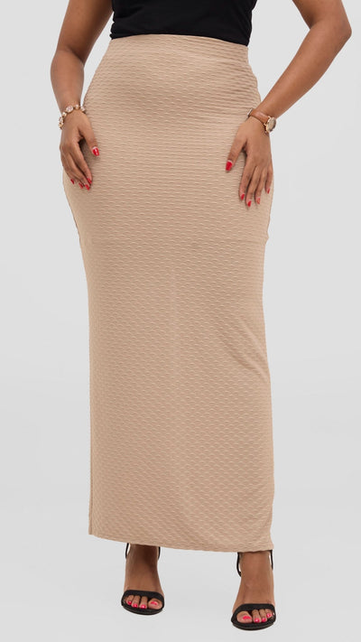 Vivo Kaisa Maxi Skirt - Taupe Hill Texture - Shopzetu
