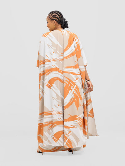 Vivo Ayla Maxi Kimono - Grey / Orange Hali Print - Shopzetu