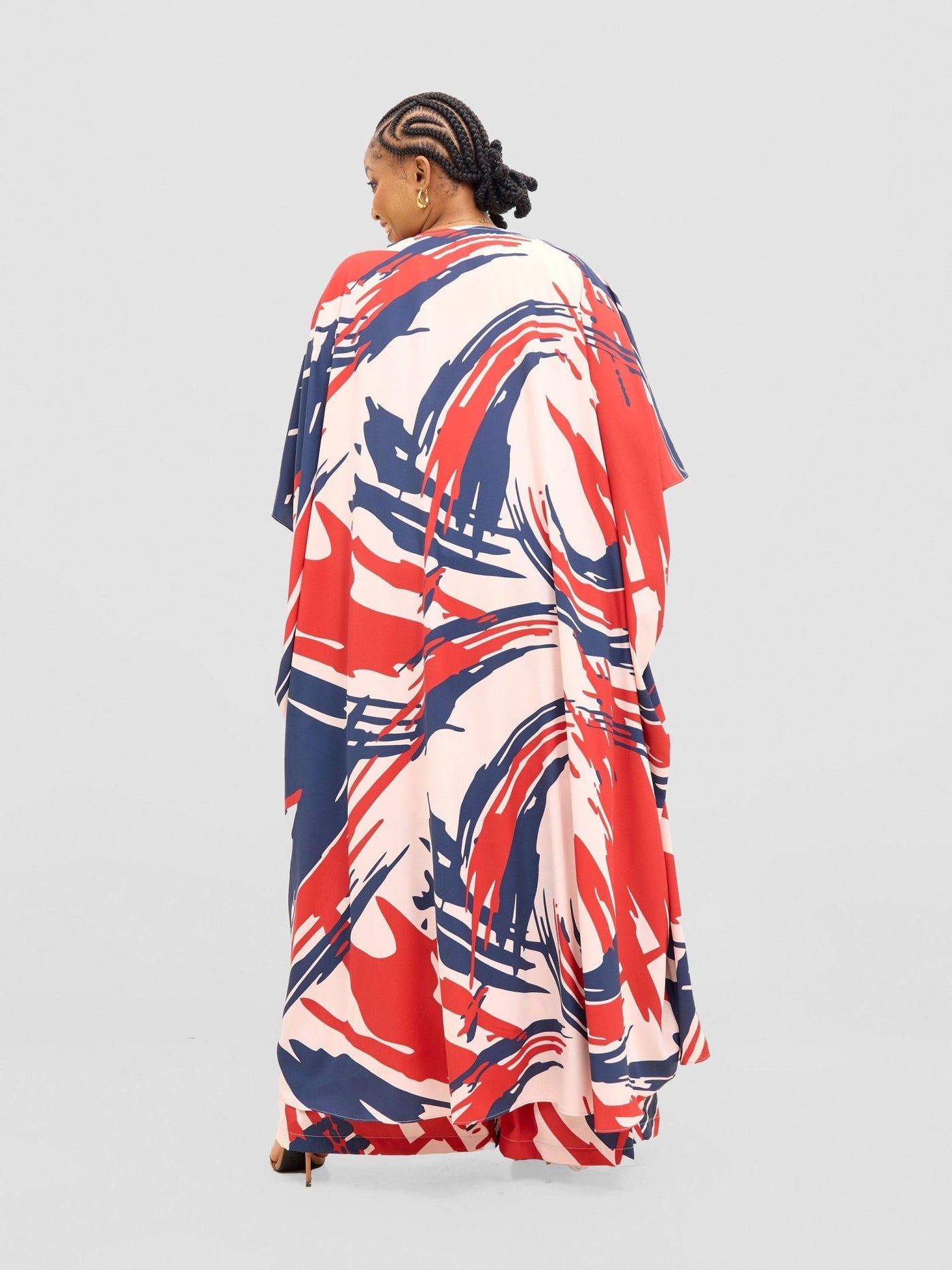 Vivo Ayla Maxi Kimono - Navy / Burgundy Hali Print - Shopzetu