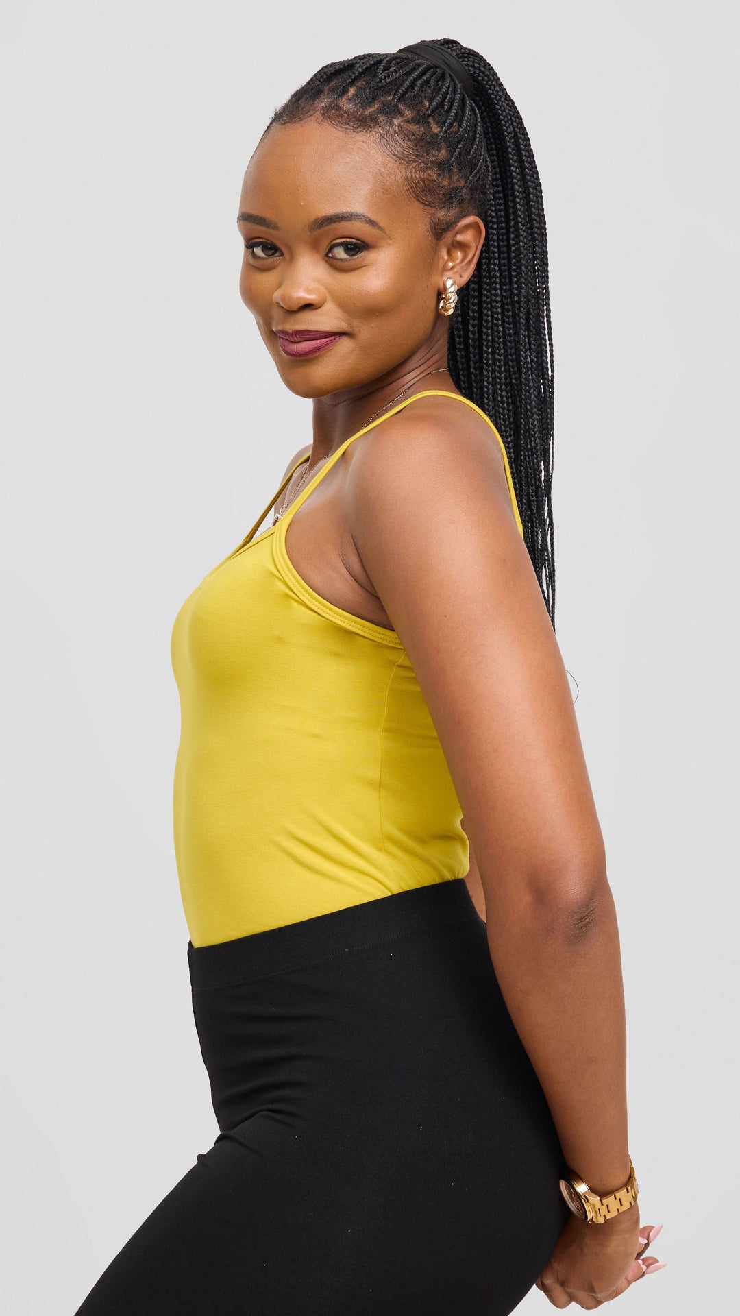Vivo Spaghetti Tank Top in Jersey - Olive