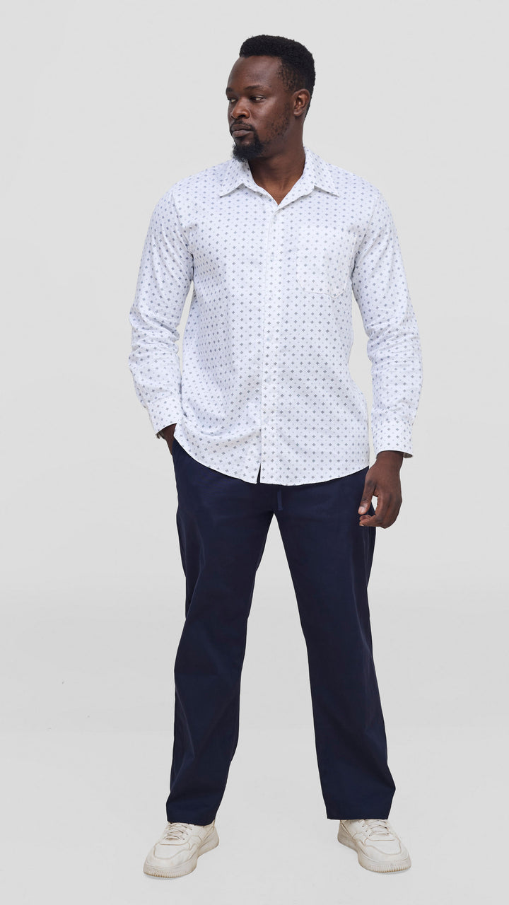 Safari By Vivo Mens Cotton Short Sleeve Shirt - White / Black Print