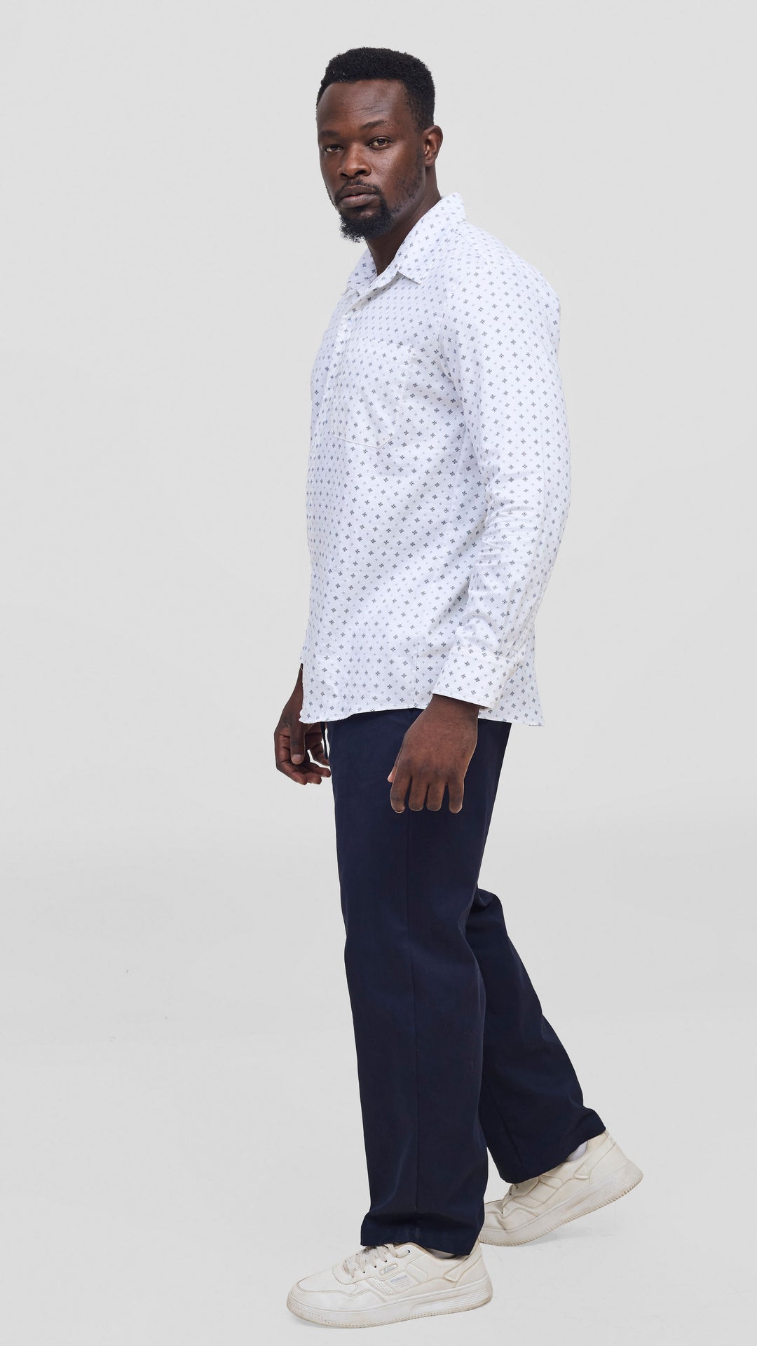 Safari By Vivo Mens Cotton Short Sleeve Shirt - White / Black Print