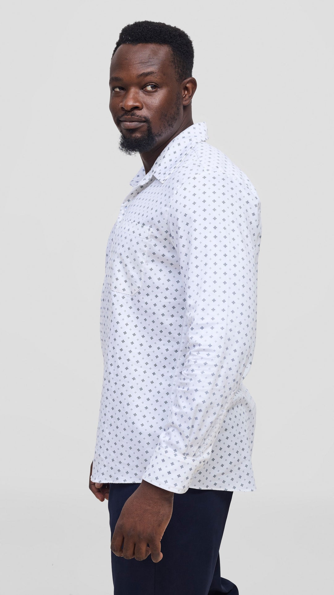 Safari By Vivo Mens Cotton Short Sleeve Shirt - White / Black Print