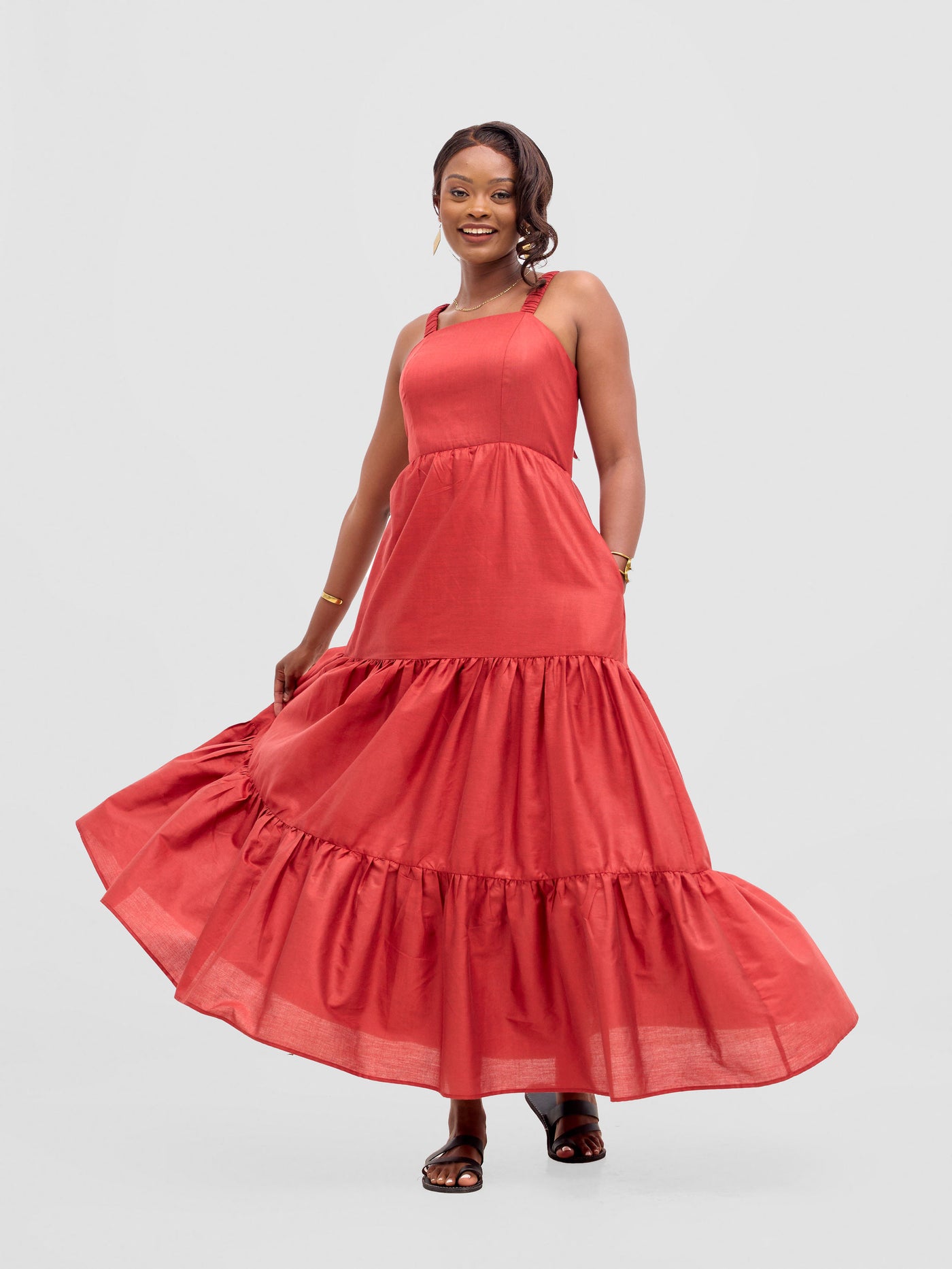 Safari by Vivo  Kikoy Tie Back Maxi Dress - Dark Red