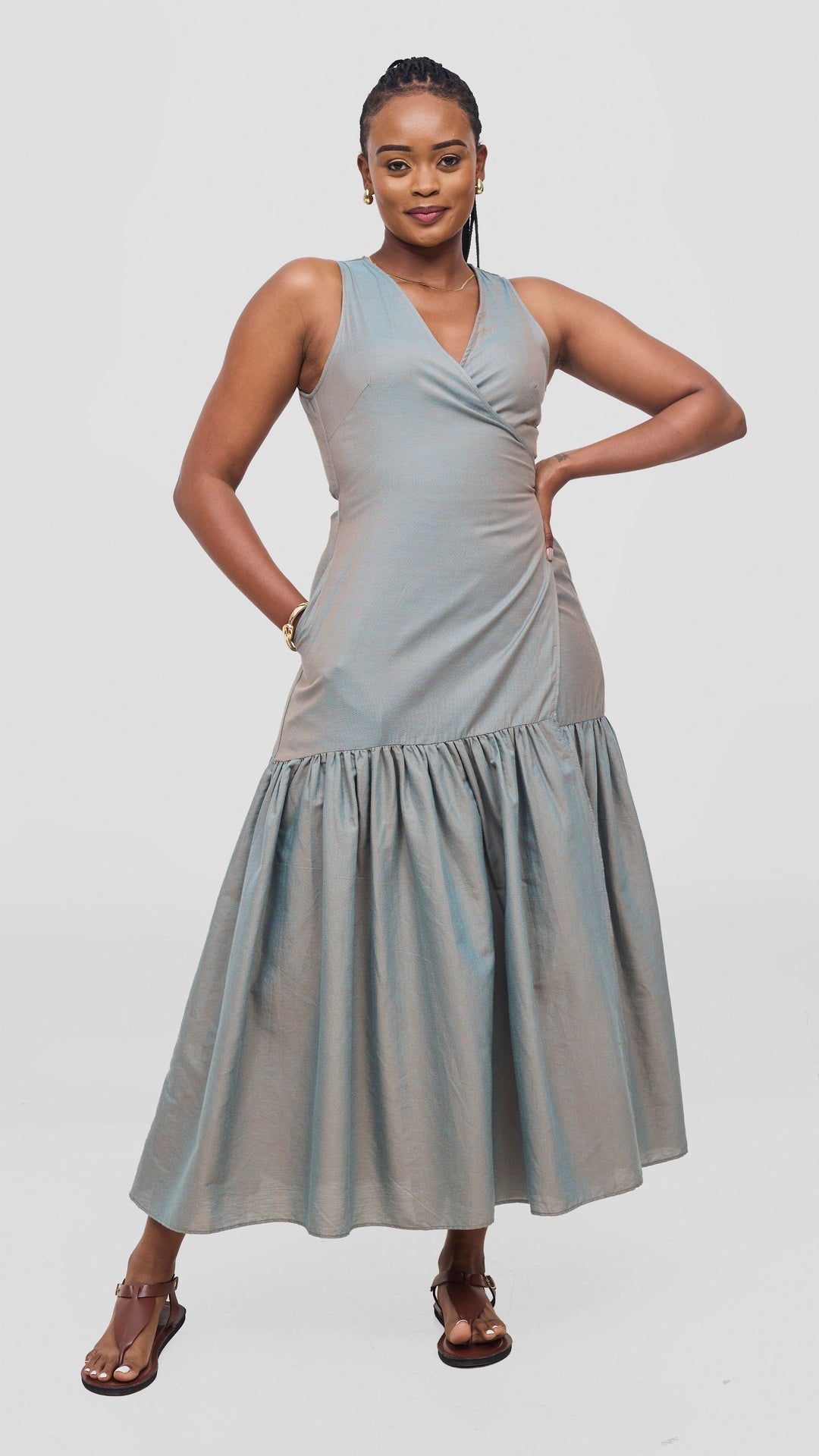Safari Solana Wrap Dress - Dark Turquoise