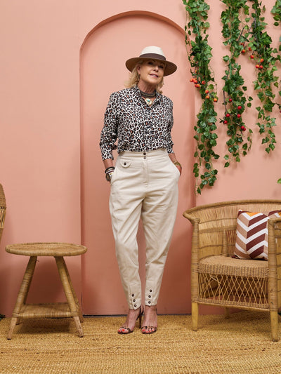 Safari Chui Placket Top - Chui Print - Shopzetu