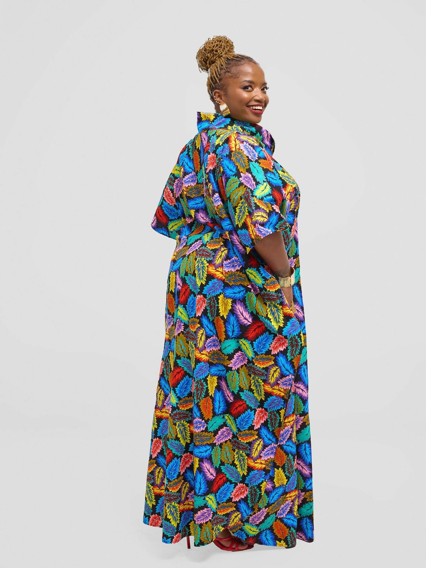 Waridi Africa Wingu Turtleneck Dress - Multicolored - Shopzetu