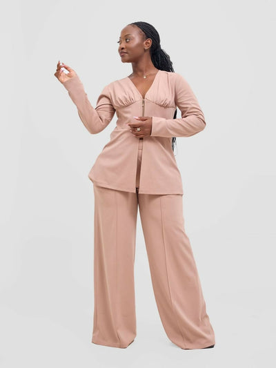 Merli Africa Chazak Pant Set - Nude - Shopzetu