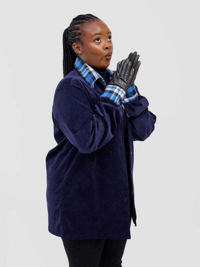 Zoya Aridi Unisex Shacket (Corduroy) - Navy / Blue Flannel - Shopzetu