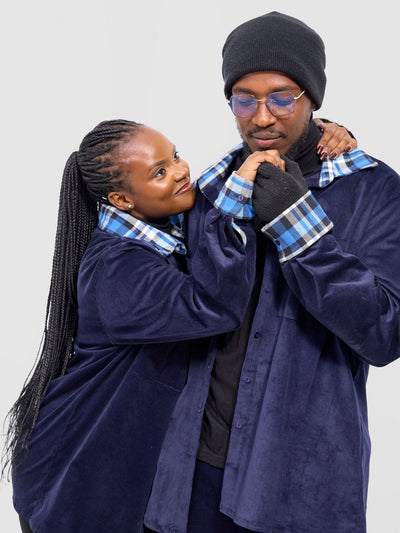 Zoya Aridi Unisex Shacket (Corduroy) - Navy / Blue Flannel - Shopzetu
