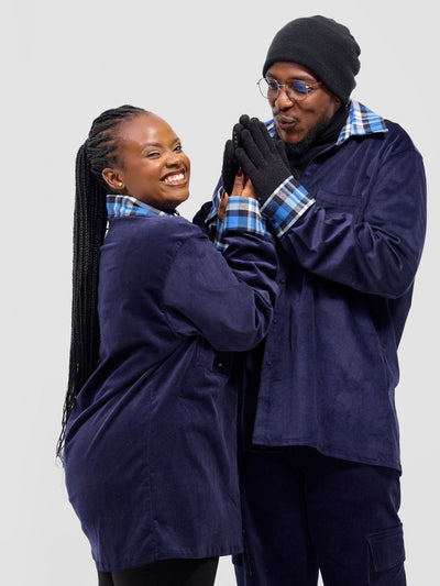 Zoya Aridi Unisex Shacket (Corduroy) - Navy / Blue Flannel - Shopzetu