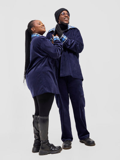 Zoya Aridi Unisex Shacket (Corduroy) - Navy / Blue Flannel - Shopzetu