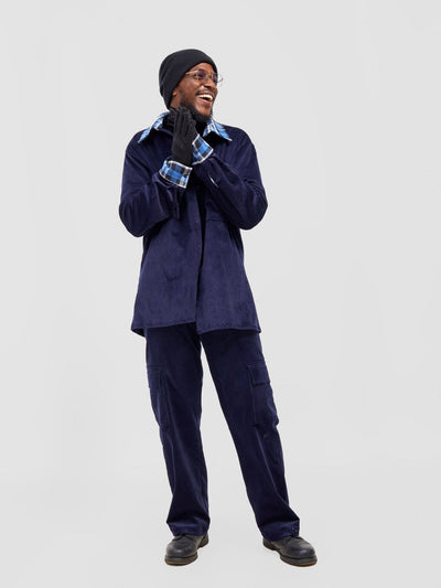 Zoya Aridi Unisex Shacket (Corduroy) - Navy / Blue Flannel - Shopzetu